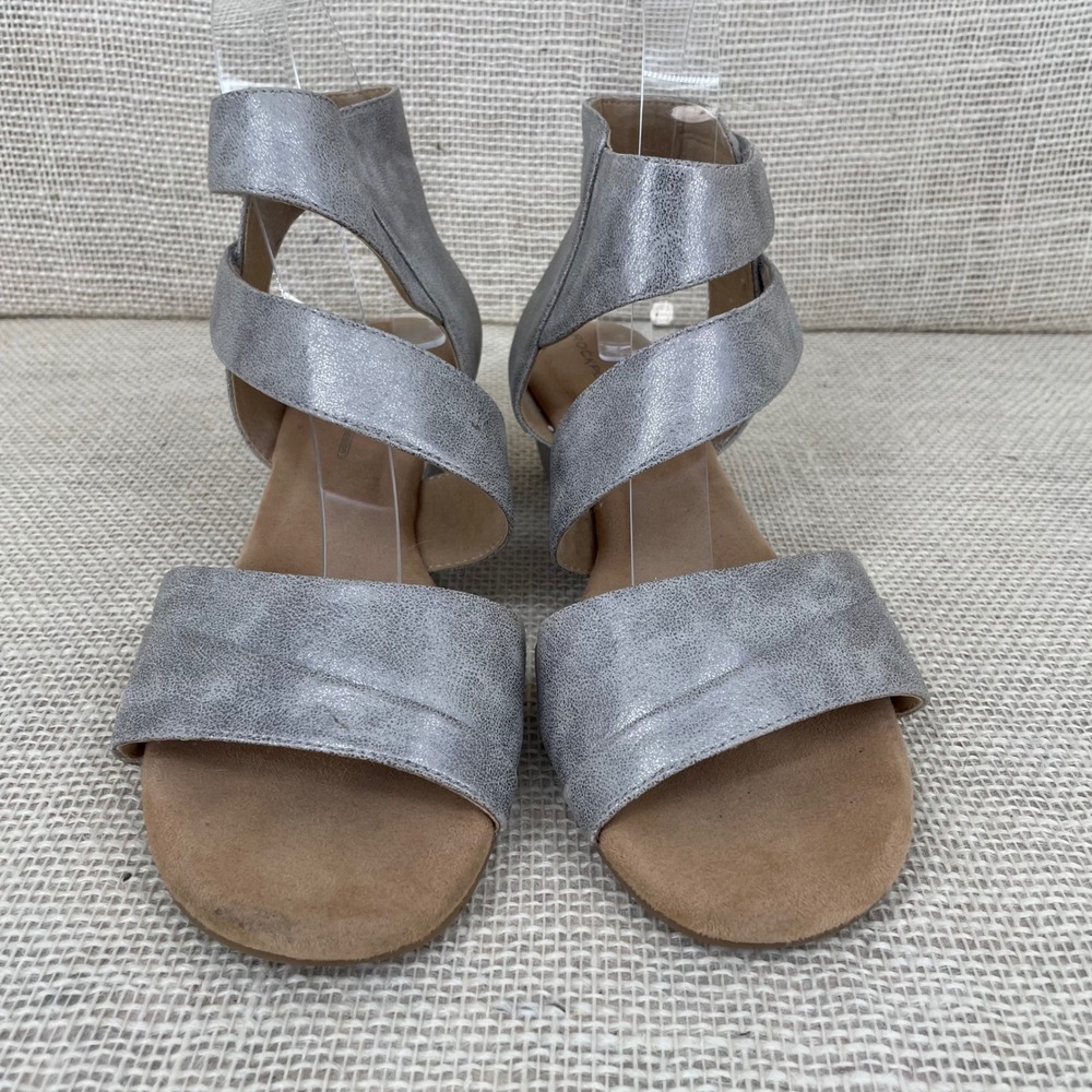 Rockport Briah Perf Sling Silver Metallic Wedge Sandals CH5113‎ Womens 7.5 M - Picture 2 of 11